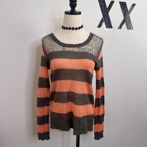 Vintage Y2K Earthy Striped Sweater Open Knit Soft Girl Indie Fairy S